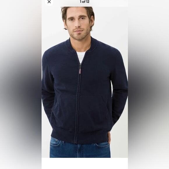 BRAX Full Zip Sweater Joshua Style Blue Men’s 52 XLarge $198 Knitted Sweat (b14) - Picture 1 of 8